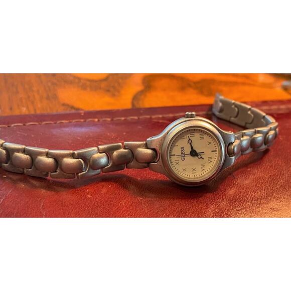 Women's 20mm Brushed Metal Guess Watch, Roman Numeral Dial - Picture 1 of 3